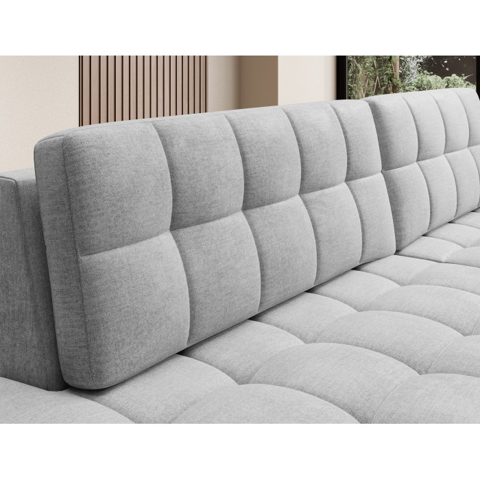 Canapé d’angle convertible CUBITO gris 240 cm avec coffre et couchage 