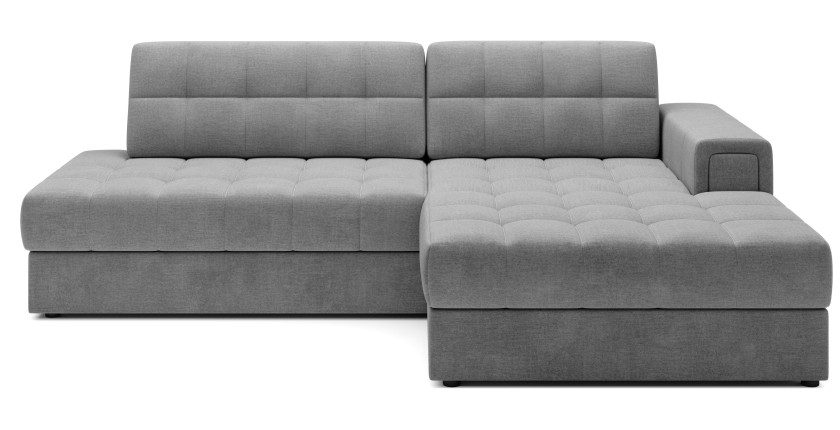 Canapé d’angle convertible CUBITO gris 240 cm avec coffre et couchage 
