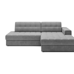 Canapé d’angle convertible CUBITO gris 240 cm avec coffre et couchage 