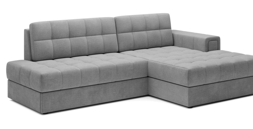 Canapé d’angle convertible CUBITO gris 240 cm avec coffre et couchage 