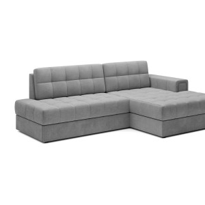 Canapé d’angle convertible CUBITO gris 240 cm avec coffre et couchage 