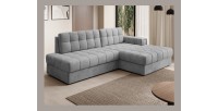 Canapé d’angle convertible CUBITO gris 240 cm avec coffre et couchage 