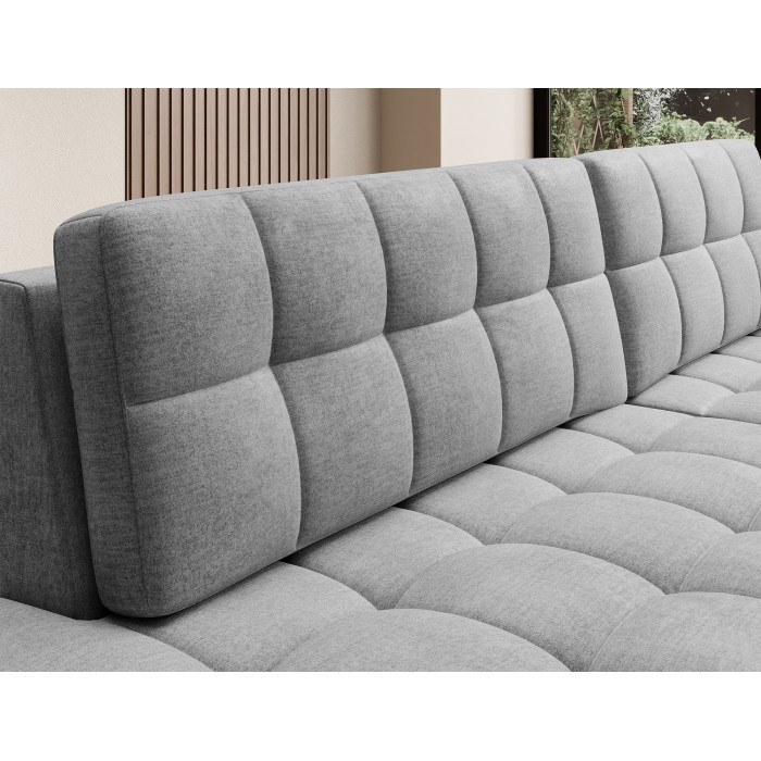 Canapé d’angle convertible CUBITO gris 240 cm avec coffre et couchage 