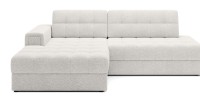 Canapé d’angle convertible CUBITO blanc bouclette 240 cm avec coffre et couchage 