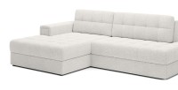 Canapé d’angle convertible CUBITO blanc bouclette 240 cm avec coffre et couchage 