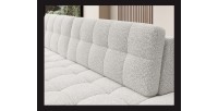 Canapé d’angle convertible CUBITO blanc bouclette 240 cm avec coffre et couchage 