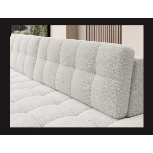 Canapé d’angle convertible CUBITO blanc bouclette 240 cm avec coffre et couchage 