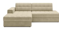 Canapé d’angle convertible CUBITO beige 240 cm avec coffre de rangement et couchage 