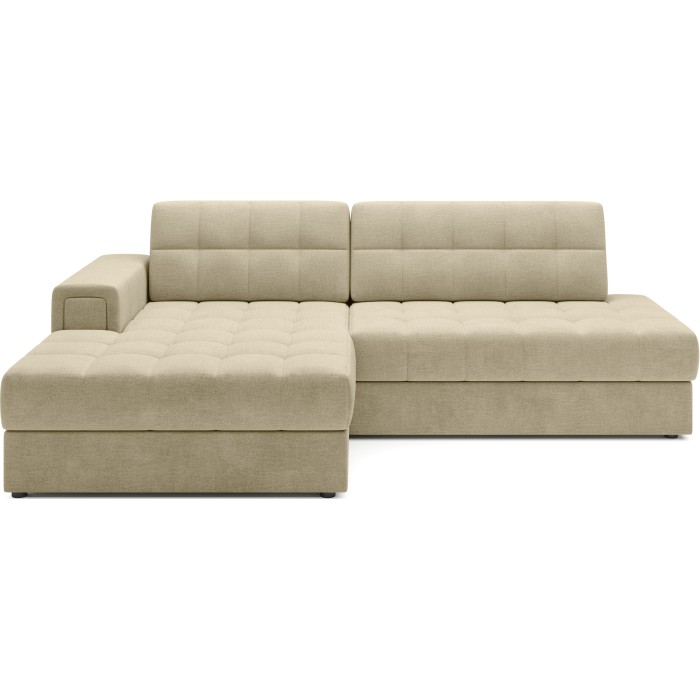 Canapé d’angle convertible CUBITO beige 240 cm avec coffre de rangement et couchage 