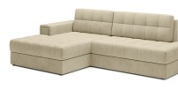 Canapé d’angle convertible CUBITO beige 240 cm avec coffre de rangement et couchage 