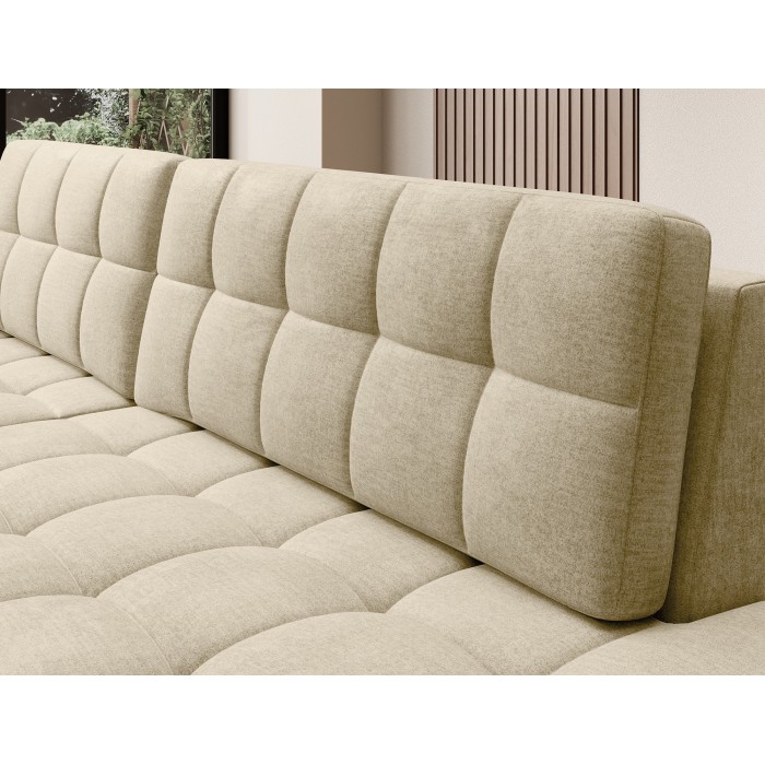 Canapé d’angle convertible CUBITO beige 240 cm avec coffre de rangement et couchage 