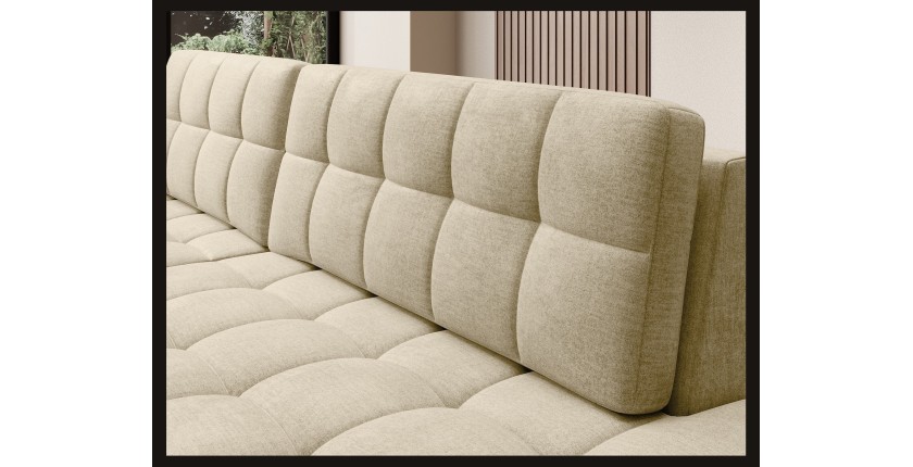 Canapé d’angle convertible CUBITO beige 240 cm avec coffre de rangement et couchage 
