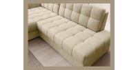 Canapé d’angle convertible CUBITO beige 240 cm avec coffre de rangement et couchage 