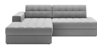 Canapé d’angle convertible CUBITO gris 240 cm avec coffre de rangement et couchage 