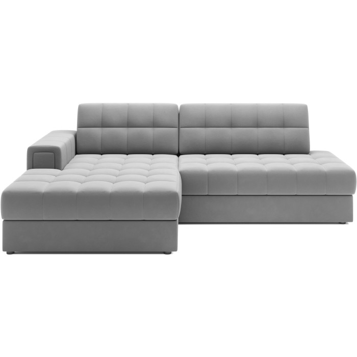 Canapé d’angle convertible CUBITO gris 240 cm avec coffre de rangement et couchage 