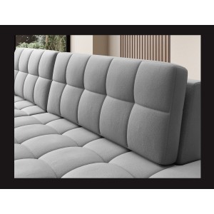 Canapé d’angle convertible CUBITO gris 240 cm avec coffre de rangement et couchage 