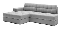 Canapé d’angle convertible CUBITO gris 240 cm avec coffre de rangement et couchage 