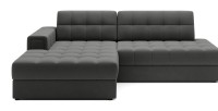 Canapé d’angle convertible CUBITO marron 240 cm avec coffre de rangement et couchage 