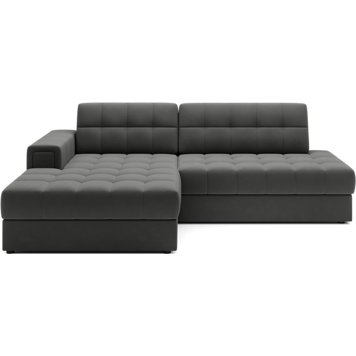 Canapé d’angle convertible CUBITO marron 240 cm avec coffre de rangement et couchage 