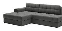 Canapé d’angle convertible CUBITO marron 240 cm avec coffre de rangement et couchage 