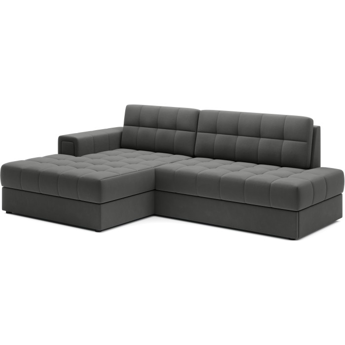 Canapé d’angle convertible CUBITO marron 240 cm avec coffre de rangement et couchage 