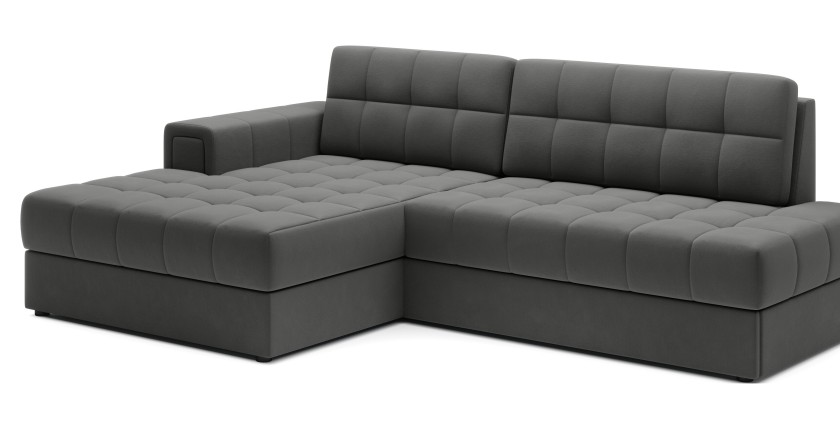 Canapé d’angle convertible CUBITO marron 240 cm avec coffre de rangement et couchage 