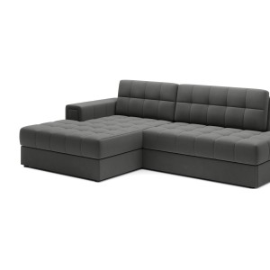 Canapé d’angle convertible CUBITO marron 240 cm avec coffre de rangement et couchage 