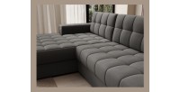 Canapé d’angle convertible CUBITO marron 240 cm avec coffre de rangement et couchage 