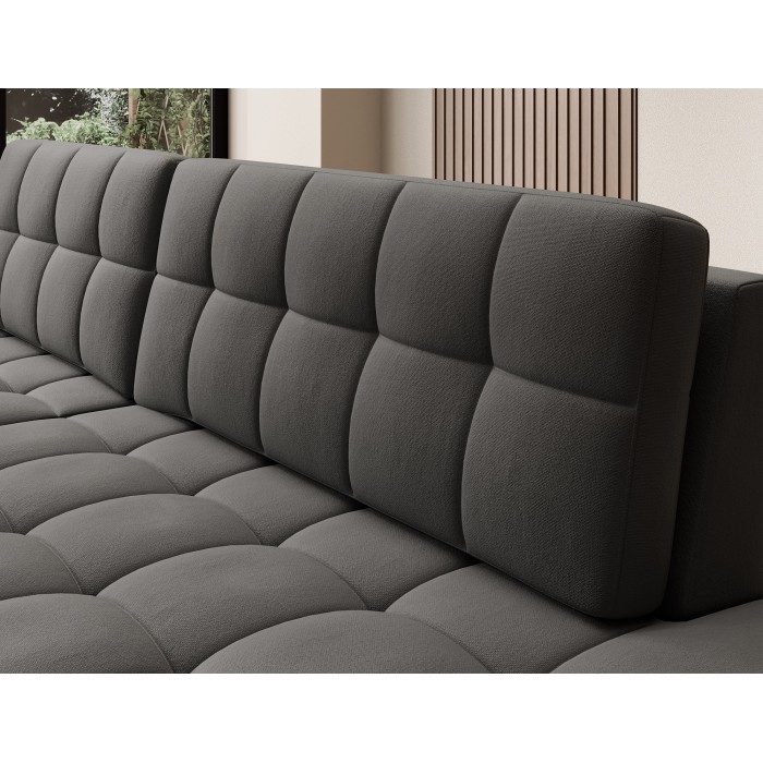 Canapé d’angle convertible CUBITO marron 240 cm avec coffre de rangement et couchage 