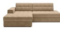 Canapé d’angle convertible CUBITO beige 240 cm avec coffre de rangement et couchage 