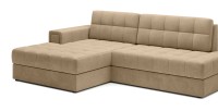 Canapé d’angle convertible CUBITO beige 240 cm avec coffre de rangement et couchage 