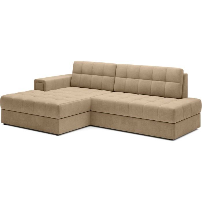 Canapé d’angle convertible CUBITO beige 240 cm avec coffre de rangement et couchage 