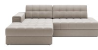 Canapé d’angle convertible CUBITO beige 240 cm avec coffre de rangement et couchage 