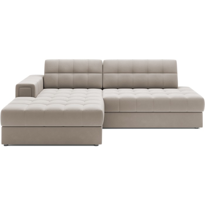 Canapé d’angle convertible CUBITO beige 240 cm avec coffre de rangement et couchage 