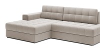 Canapé d’angle convertible CUBITO beige 240 cm avec coffre de rangement et couchage 