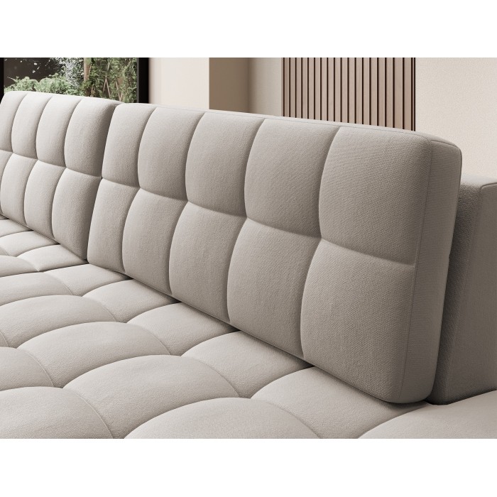 Canapé d’angle convertible CUBITO beige 240 cm avec coffre de rangement et couchage 