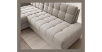 Canapé d’angle convertible CUBITO beige 240 cm avec coffre de rangement et couchage 