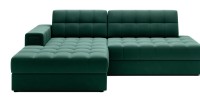 Canapé d’angle convertible CUBITO vert 240 cm avec coffre de rangement et couchage 