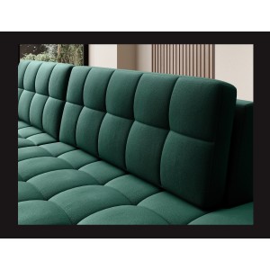 Canapé d’angle convertible CUBITO vert 240 cm avec coffre de rangement et couchage 