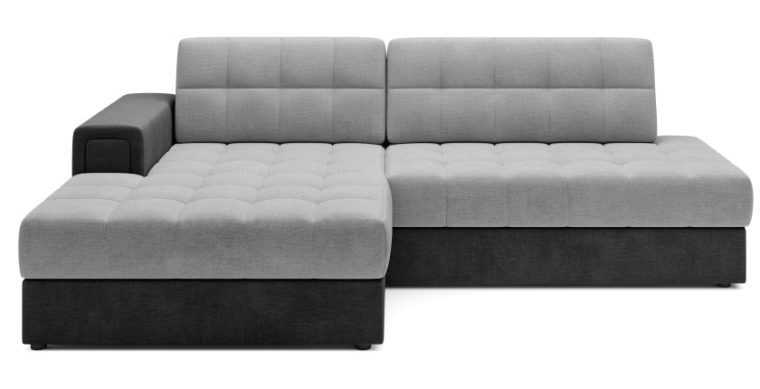 Canapé d’angle convertible CUBITO gris et noir 240 cm avec coffre de rangement 