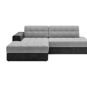 Canapé d’angle convertible CUBITO gris et noir 240 cm avec coffre de rangement 