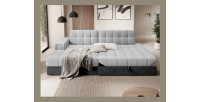 Canapé d’angle convertible CUBITO gris et noir 240 cm avec coffre de rangement 