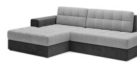 Canapé d’angle convertible CUBITO gris et noir 240 cm avec coffre de rangement 