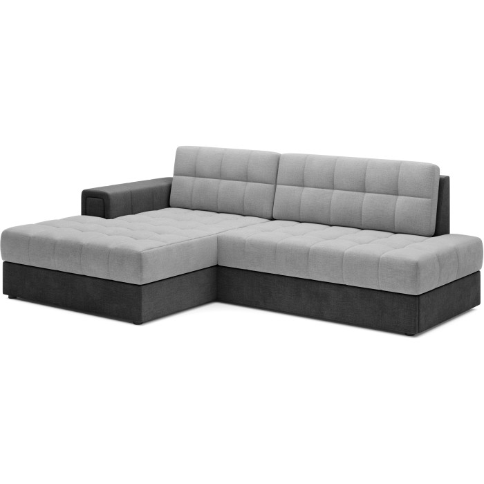 Canapé d’angle convertible CUBITO gris et noir 240 cm avec coffre de rangement 