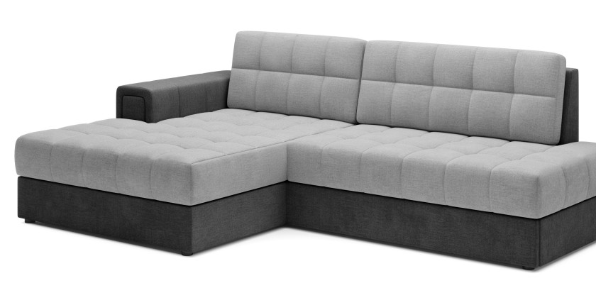Canapé d’angle convertible CUBITO gris et noir 240 cm avec coffre de rangement 
