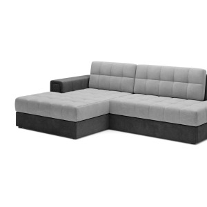 Canapé d’angle convertible CUBITO gris et noir 240 cm avec coffre de rangement 