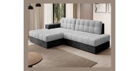 Canapé d’angle convertible CUBITO gris et noir 240 cm avec coffre de rangement 