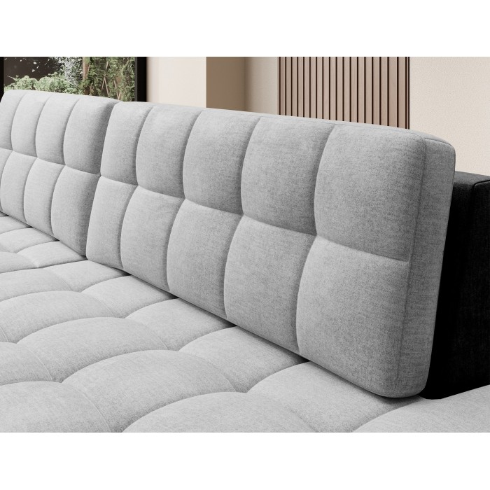 Canapé d’angle convertible CUBITO gris et noir 240 cm avec coffre de rangement 