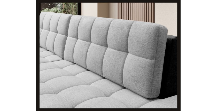 Canapé d’angle convertible CUBITO gris et noir 240 cm avec coffre de rangement 