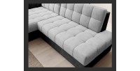 Canapé d’angle convertible CUBITO gris et noir 240 cm avec coffre de rangement 